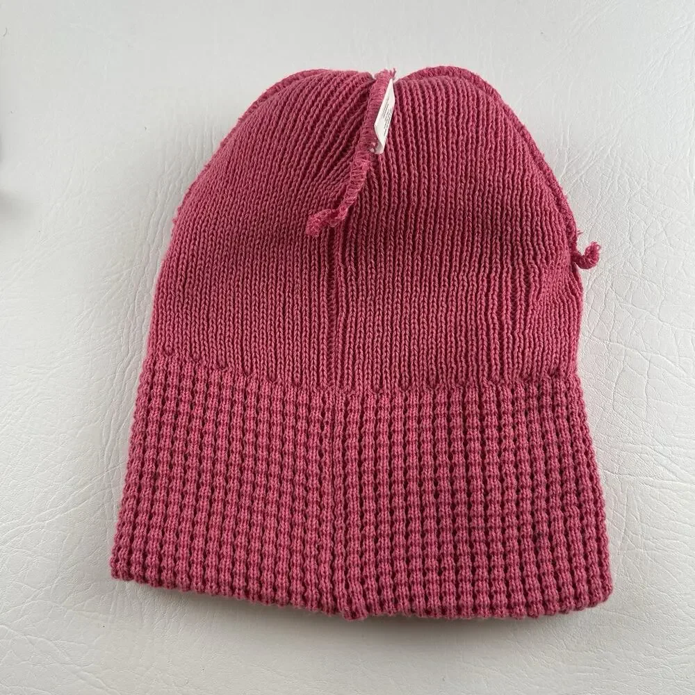 Adidas Pink Pom Pom Beanie Women’s Knit Cuffed Winter Hat Logo